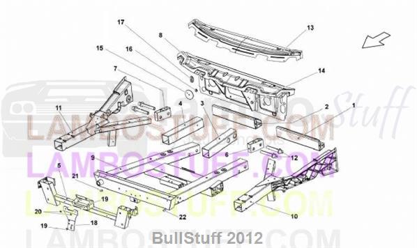 2013 Lamborghini GALLARDO LP 550-2 COUPE ARABIA FRONT FRAME ELEMENTS (701.01.00)